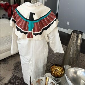 Vintage Uwiga hand painted long coat size large native  firebird cream
